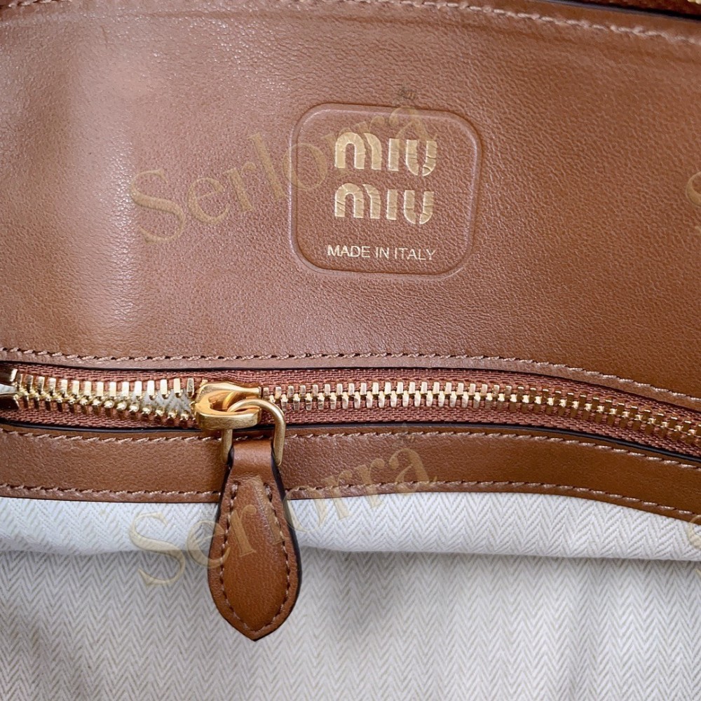 MIU MIU AVENTURE VINTAGE VEGETABLE-TANNED LAMBSKIN TOP-HANDLE BAG