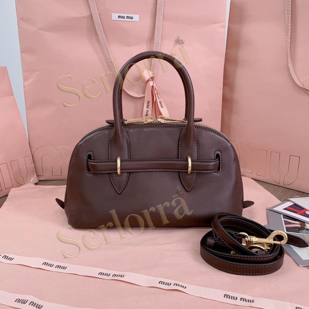 MIU MIU AVENTURE VINTAGE VEGETABLE-TANNED LAMBSKIN TOP-HANDLE BAG
