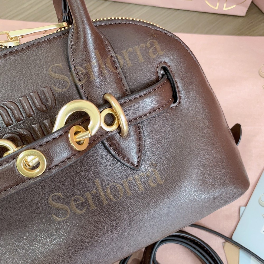 MIU MIU AVENTURE VINTAGE VEGETABLE-TANNED LAMBSKIN TOP-HANDLE BAG
