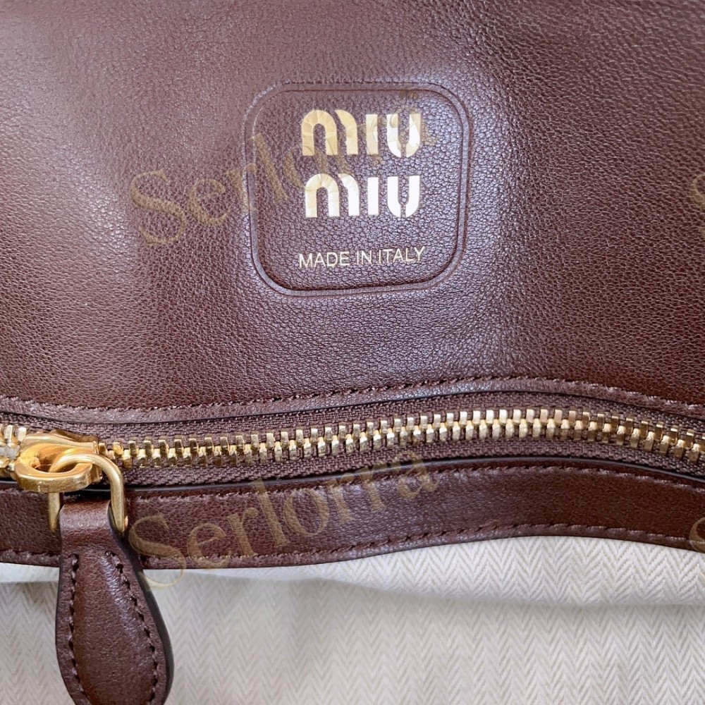 MIU MIU AVENTURE VINTAGE VEGETABLE-TANNED LAMBSKIN TOP-HANDLE BAG