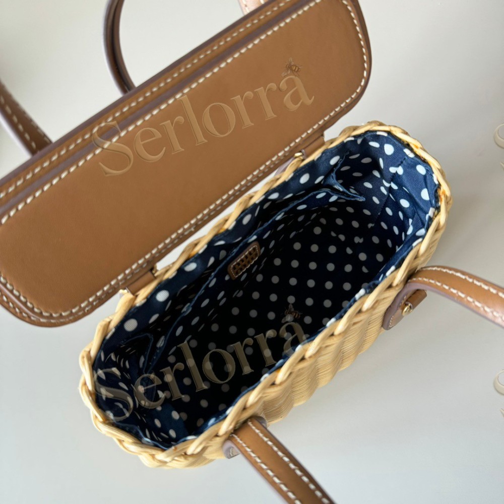 MIU MIU WICKER AND LEATHER HANDBAG