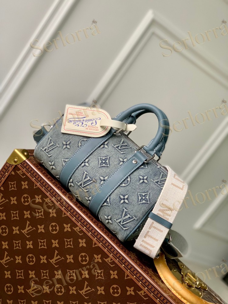 LOUIS VUITTON DENIM KEEPALL BANDOULIÈRE 25
