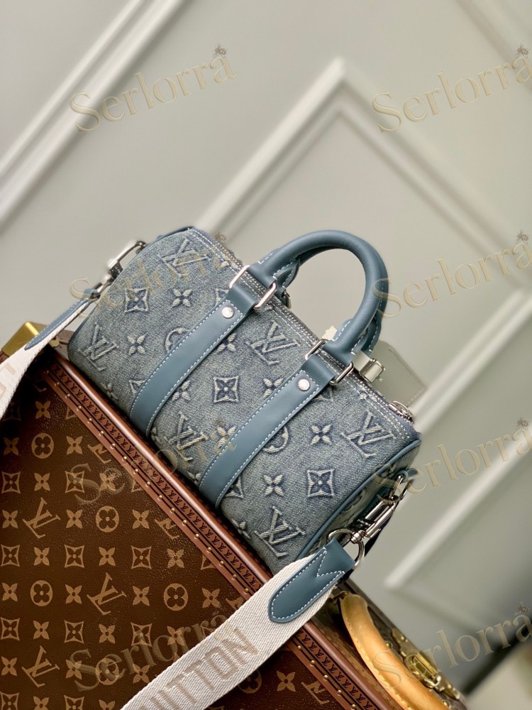 LOUIS VUITTON DENIM KEEPALL BANDOULIÈRE 25