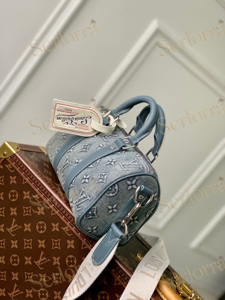 LOUIS VUITTON DENIM KEEPALL BANDOULIÈRE 25