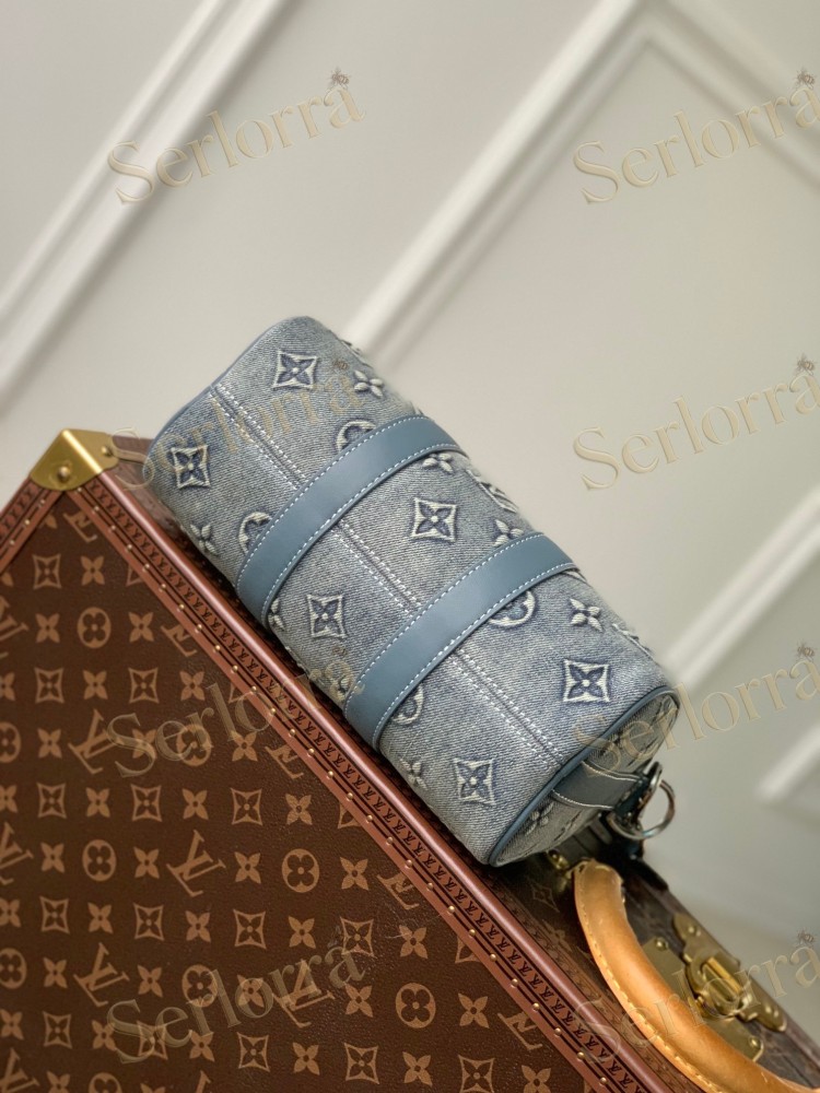 LOUIS VUITTON DENIM KEEPALL BANDOULIÈRE 25
