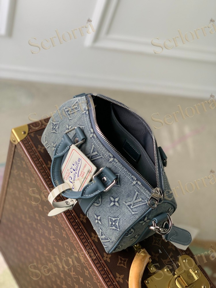 LOUIS VUITTON DENIM KEEPALL BANDOULIÈRE 25