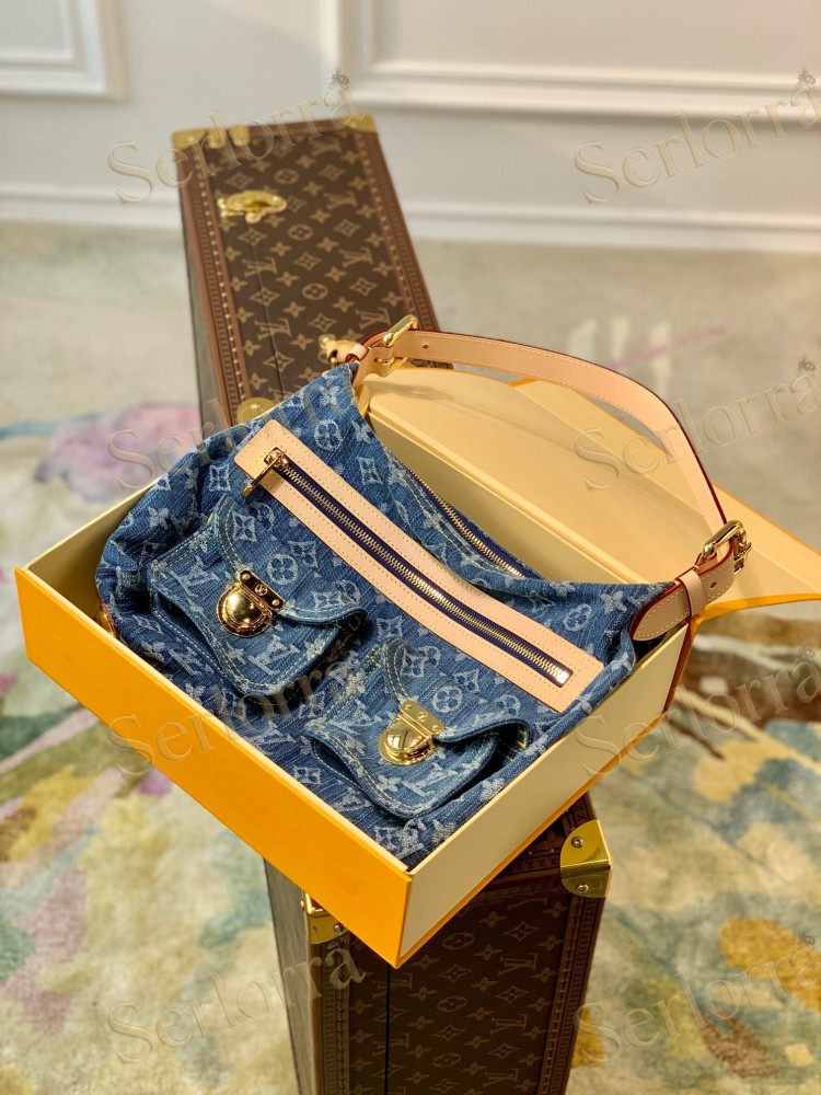 LOUIS VUITTON DENIM MONOGRAM BAGGY PM SHOULDER BAG