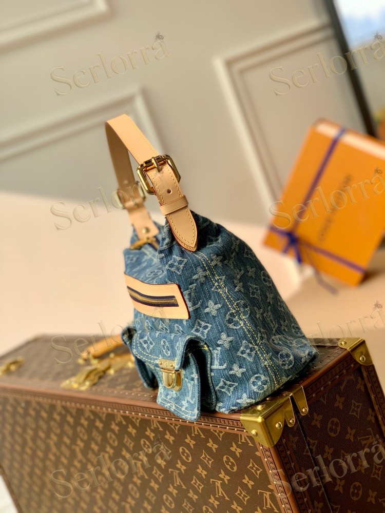LOUIS VUITTON DENIM MONOGRAM BAGGY PM SHOULDER BAG