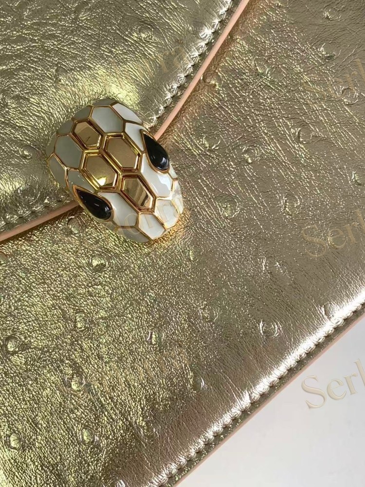 BVLGARI SERPENTI FOREVER SMALL OSTRICH-EMBOSSED CALFSKIN CROSSBODY BAG