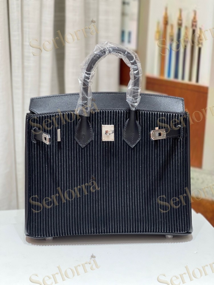 HERMES BIRKIN 25 PLEATED SWIFT LEATHER WITH PALLADIUM HARDWARE