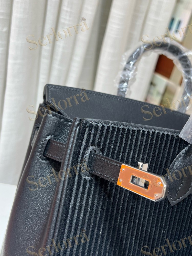 HERMES BIRKIN 25 PLEATED SWIFT LEATHER WITH PALLADIUM HARDWARE