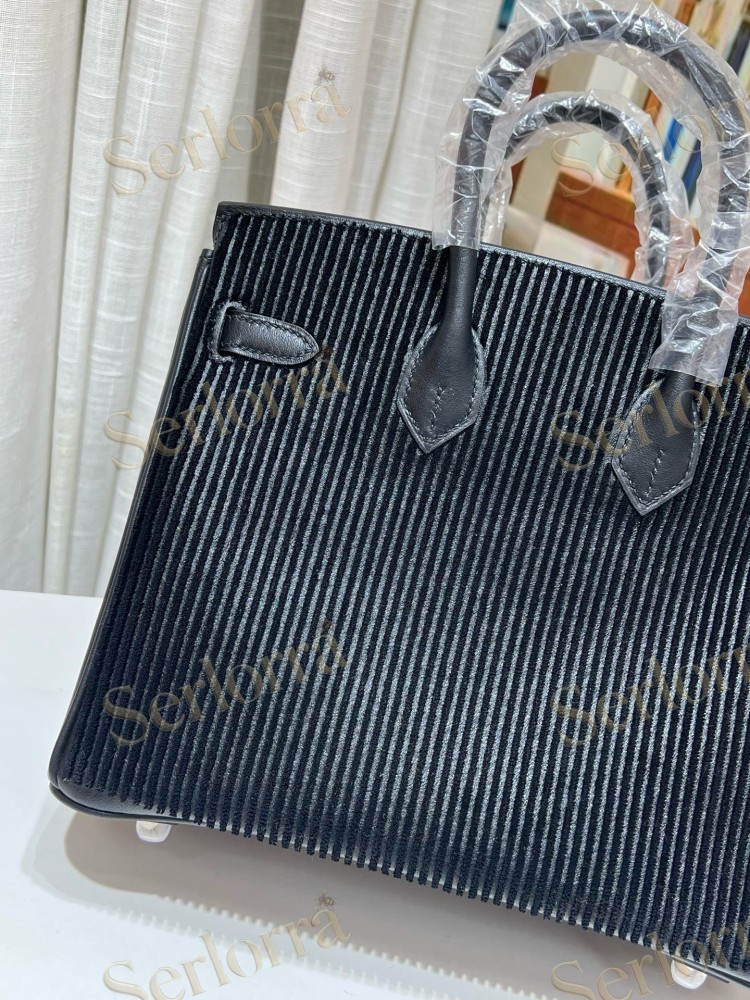 HERMES BIRKIN 25 PLEATED SWIFT LEATHER WITH PALLADIUM HARDWARE