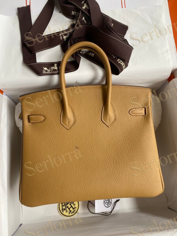 HERMES BIRKIN 25 TOGO LEATHER IN CHAI WITH PALLADIUM HARDWARE
