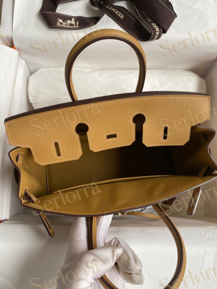 HERMES BIRKIN 25 TOGO LEATHER IN CHAI WITH PALLADIUM HARDWARE