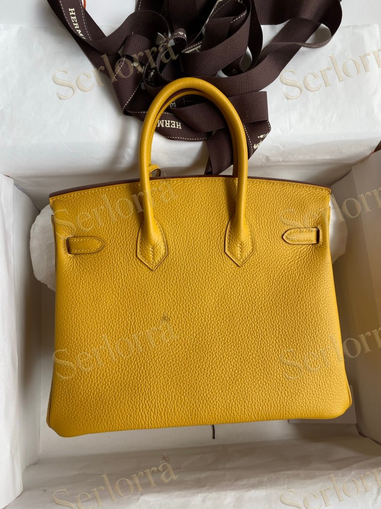 HERMES BIRKIN 25 TOGO LEATHER IN AMBRE WITH GOLD HARDWARE