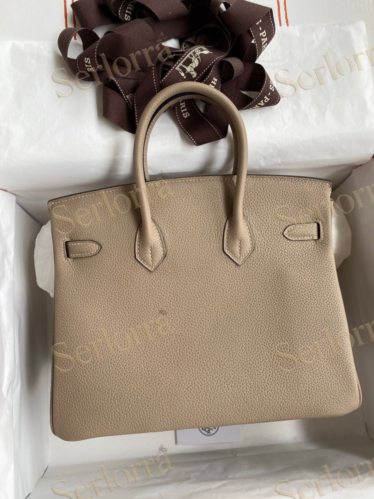 HERMES BIRKIN 25 TOGO LEATHER IN GRIS TOURTERELLE WITH GOLD HARDWARE