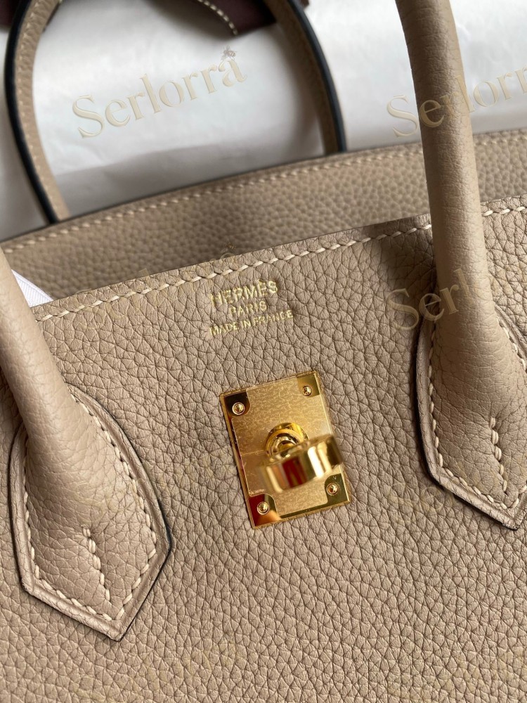 HERMES BIRKIN 25 TOGO LEATHER IN GRIS TOURTERELLE WITH GOLD HARDWARE