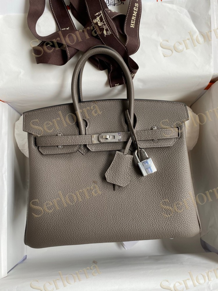 HERMES BIRKIN 25 TOGO LEATHER IN ETAIN WITH PALLADIUM HARDWARE