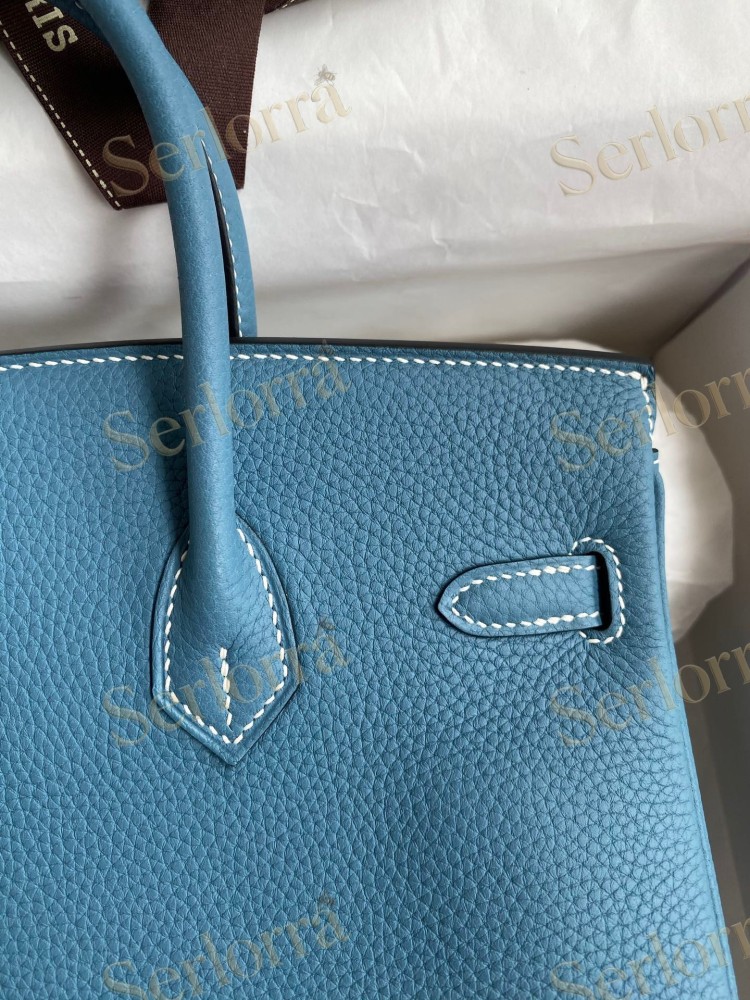 HERMES BIRKIN 25 TOGO LEATHER IN BLEU JEAN WITH GOLD HARDWARE
