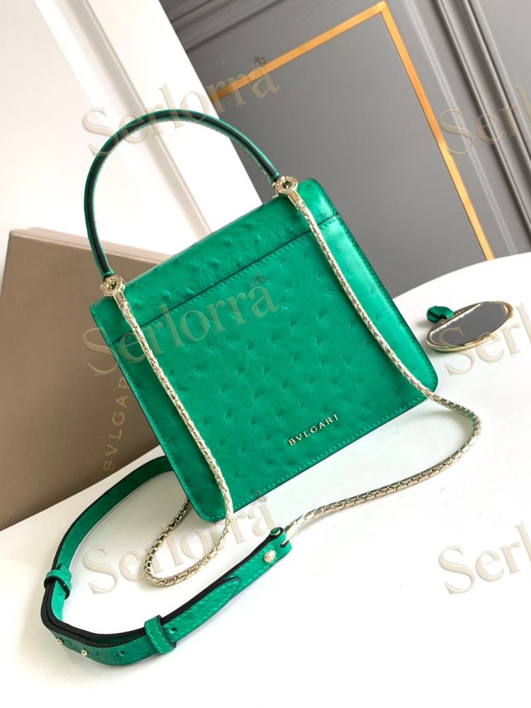BVLGARI SERPENTI FOREVER SMALL OSTRICH-EMBOSSED CALFSKIN CROSSBODY BAG