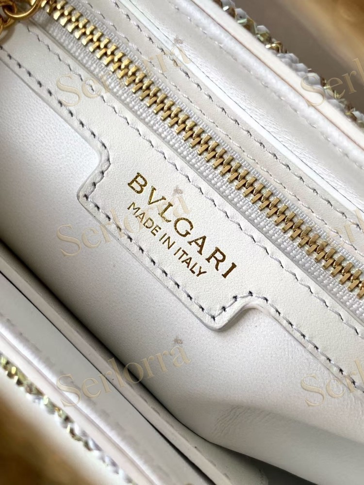 BVLGARI SERPENTINE DUO CRYSTAL-EMBELLISHED CALFSKIN TOP HANDLE BAG