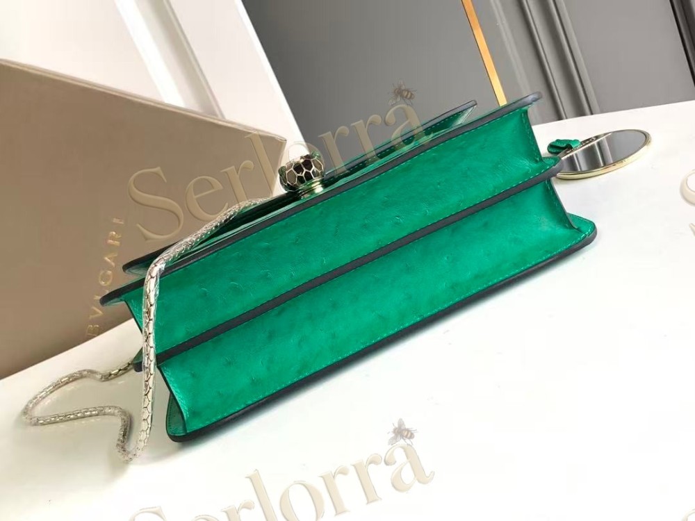 BVLGARI SERPENTI FOREVER LARGE OSTRICH-EMBOSSED CALFSKIN CROSSBODY BAG