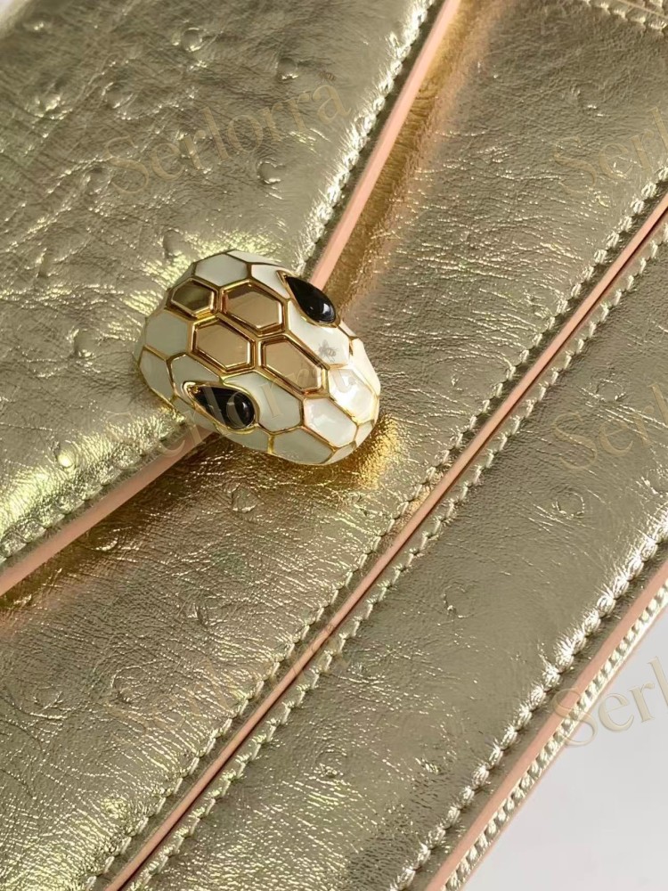 BVLGARI SERPENTI FOREVER LARGE OSTRICH-EMBOSSED CALFSKIN CROSSBODY BAG