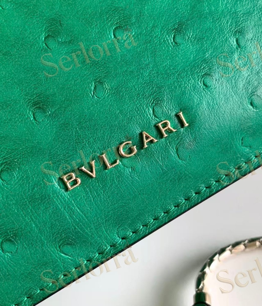 BVLGARI SERPENTI FOREVER SMALL OSTRICH-EMBOSSED CALFSKIN CROSSBODY BAG