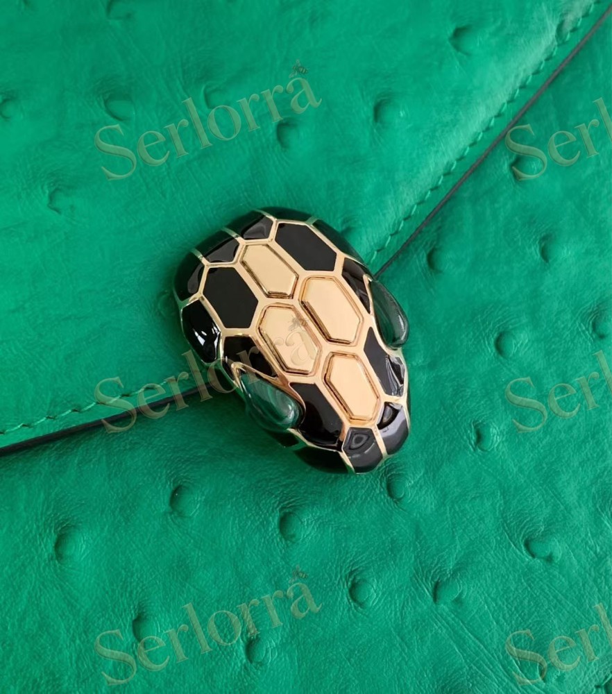BVLGARI SERPENTI FOREVER SMALL OSTRICH-EMBOSSED CALFSKIN CROSSBODY BAG