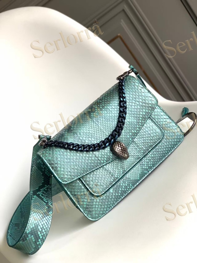 BVLGARI SERPENTI FOREVER LARGE PYTHON LEATHER CROSSBODY BAG