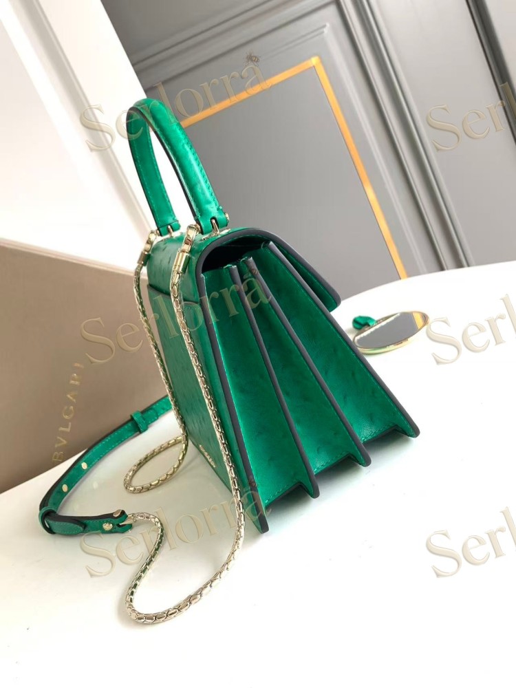 BVLGARI SERPENTI FOREVER SMALL OSTRICH-EMBOSSED CALFSKIN CROSSBODY BAG