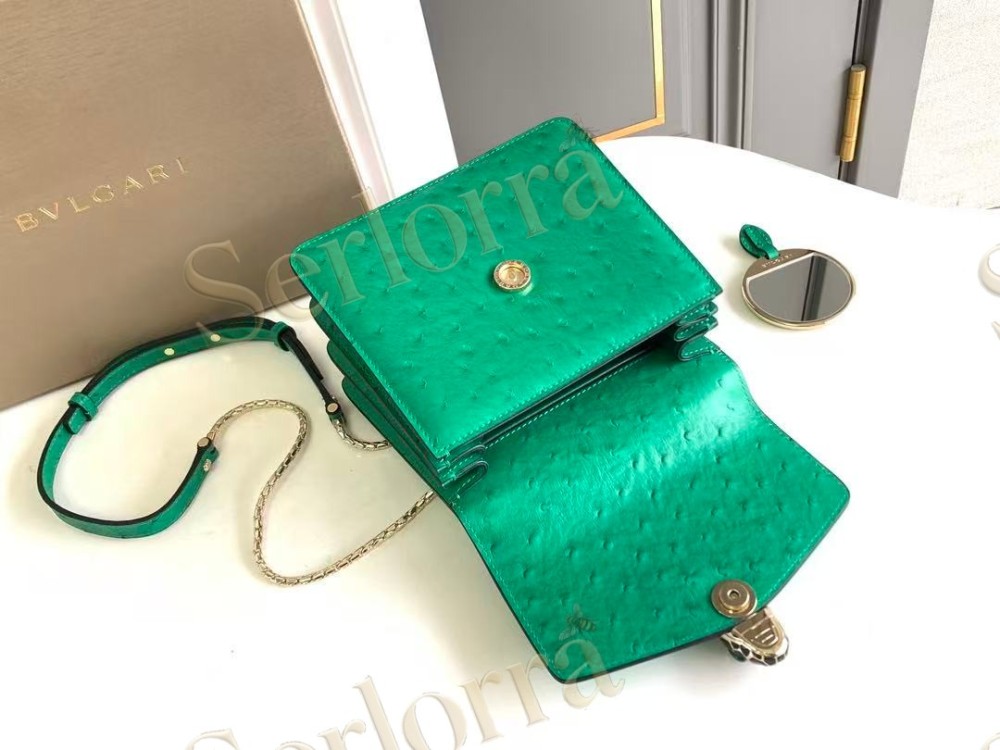 BVLGARI SERPENTI FOREVER SMALL OSTRICH-EMBOSSED CALFSKIN CROSSBODY BAG