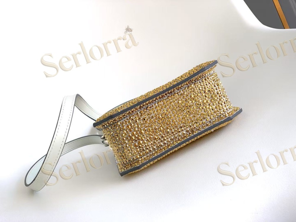 BVLGARI SERPENTINE MINI CRYSTAL-EMBELLISHED SPARKLING SUEDE TOP HANDLE BAG