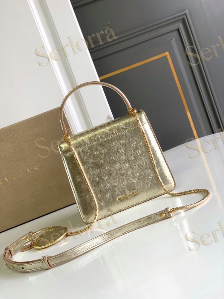 BVLGARI SERPENTI FOREVER SMALL OSTRICH-EMBOSSED CALFSKIN CROSSBODY BAG