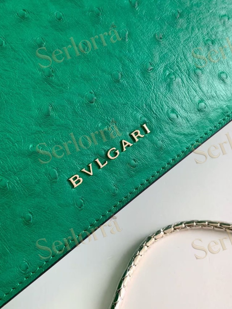 BVLGARI SERPENTI FOREVER LARGE OSTRICH-EMBOSSED CALFSKIN CROSSBODY BAG