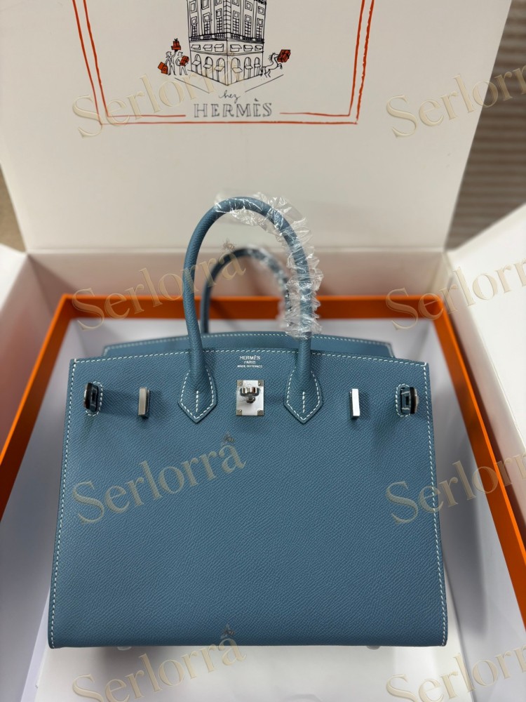 HERMES BIRKIN 25 EPSOM LEATHER IN BLEU JEAN (JEAN BLUE) WITH PALLADIUM HARDWARE