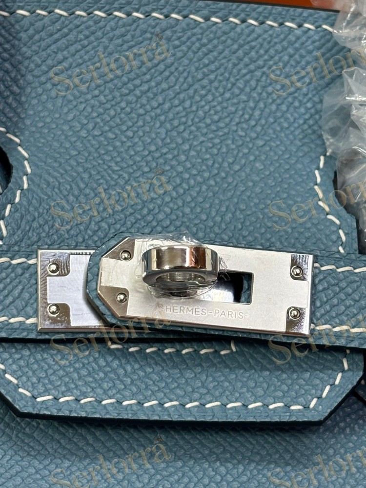 HERMES BIRKIN 25 EPSOM LEATHER IN BLEU JEAN (JEAN BLUE) WITH PALLADIUM HARDWARE