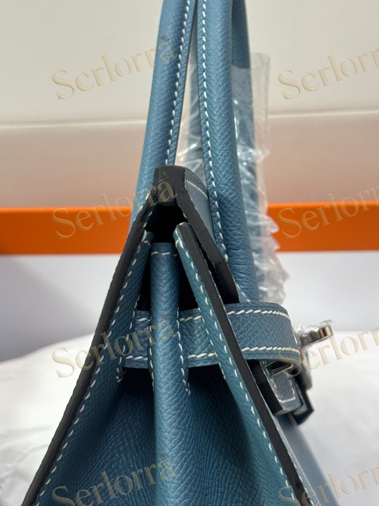 HERMES BIRKIN 25 EPSOM LEATHER IN BLEU JEAN (JEAN BLUE) WITH PALLADIUM HARDWARE
