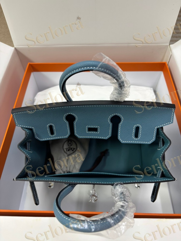 HERMES BIRKIN 25 EPSOM LEATHER IN BLEU JEAN (JEAN BLUE) WITH PALLADIUM HARDWARE