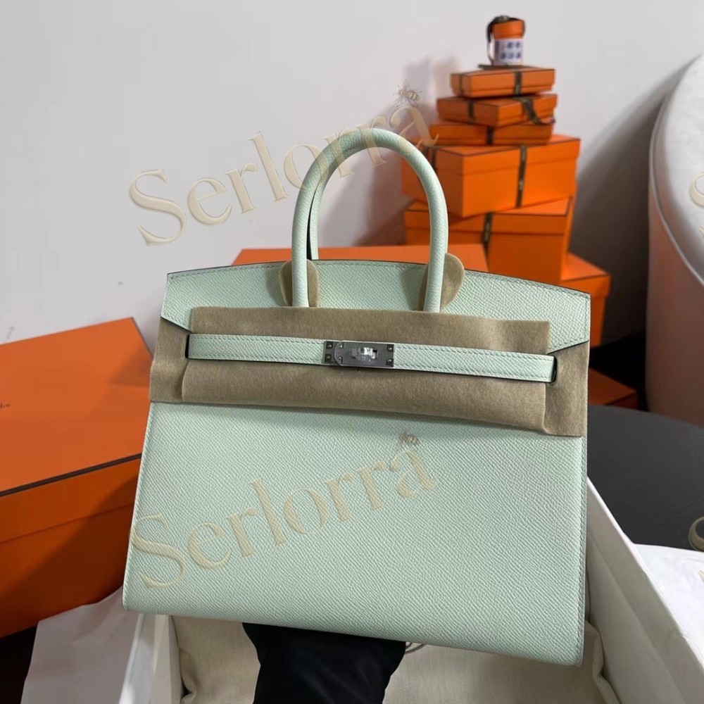 HERMES BIRKIN 25 EPSOM LEATHER IN VERT FIZZ (BUBBLE GREEN) WITH PALLADIUM HARDWARE