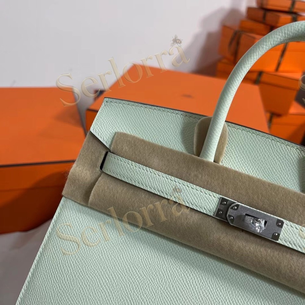 HERMES BIRKIN 25 EPSOM LEATHER IN VERT FIZZ (BUBBLE GREEN) WITH PALLADIUM HARDWARE