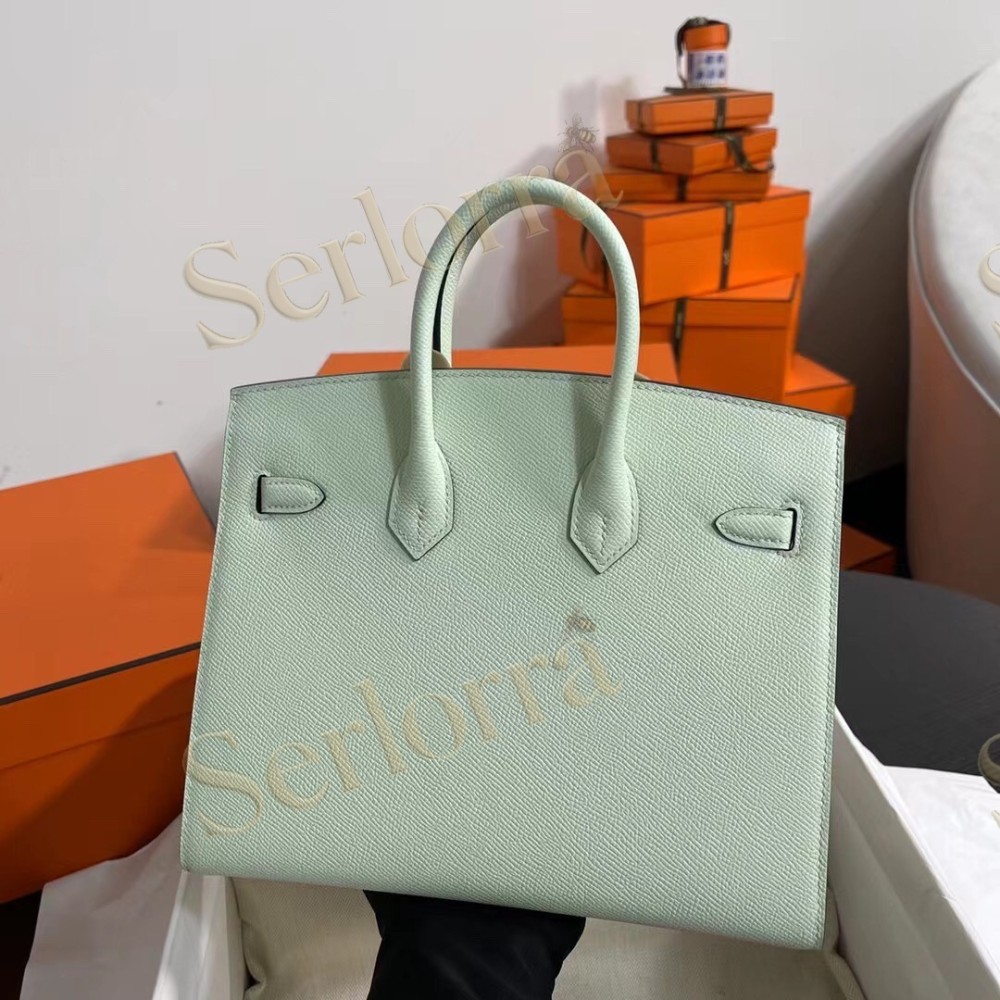 HERMES BIRKIN 25 EPSOM LEATHER IN VERT FIZZ (BUBBLE GREEN) WITH PALLADIUM HARDWARE
