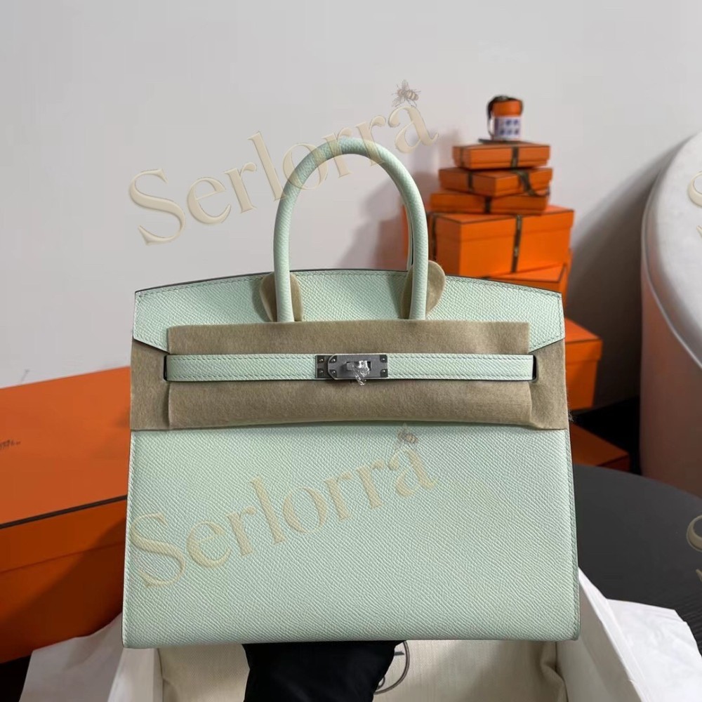 HERMES BIRKIN 25 EPSOM LEATHER IN VERT FIZZ (BUBBLE GREEN) WITH PALLADIUM HARDWARE