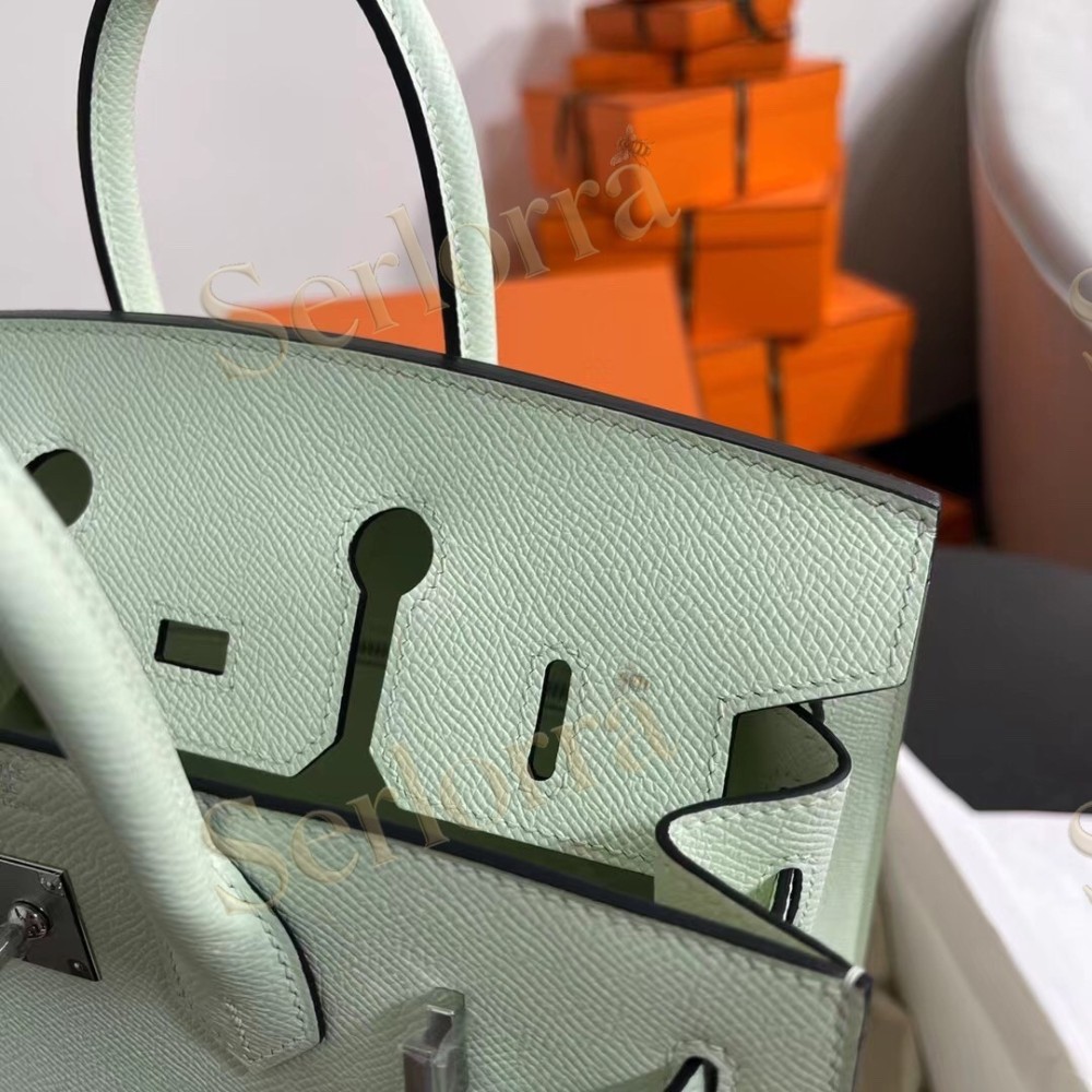 HERMES BIRKIN 25 EPSOM LEATHER IN VERT FIZZ (BUBBLE GREEN) WITH PALLADIUM HARDWARE