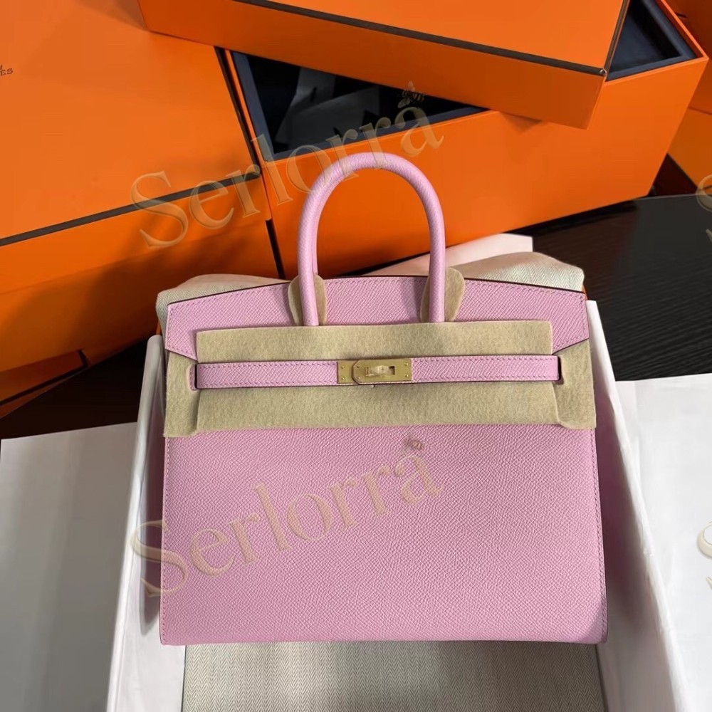 HERMES BIRKIN 25 EPSOM LEATHER IN MAUVE SYLVESTRE (WILD MALLOW) WITH GOLD HARDWARE