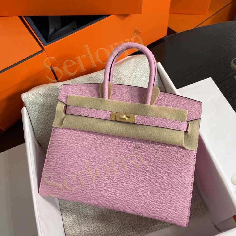 HERMES BIRKIN 25 EPSOM LEATHER IN MAUVE SYLVESTRE (WILD MALLOW) WITH GOLD HARDWARE