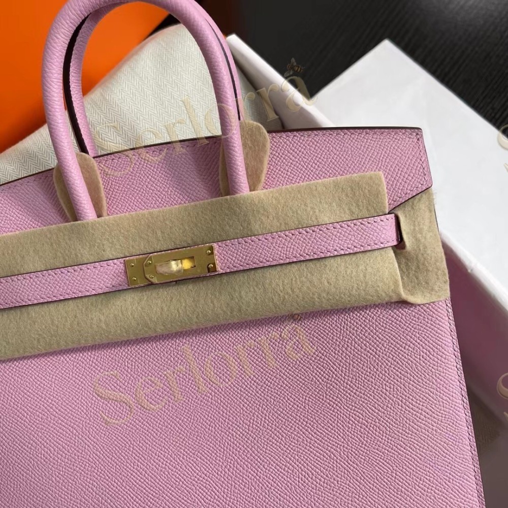 HERMES BIRKIN 25 EPSOM LEATHER IN MAUVE SYLVESTRE (WILD MALLOW) WITH GOLD HARDWARE