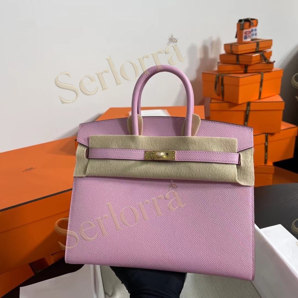 HERMES BIRKIN 25 EPSOM LEATHER IN MAUVE SYLVESTRE (WILD MALLOW) WITH GOLD HARDWARE