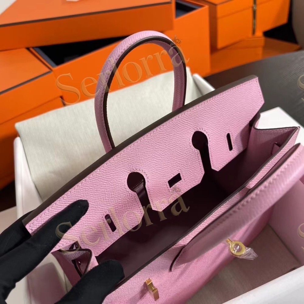 HERMES BIRKIN 25 EPSOM LEATHER IN MAUVE SYLVESTRE (WILD MALLOW) WITH GOLD HARDWARE