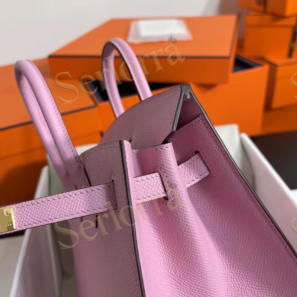 HERMES BIRKIN 25 EPSOM LEATHER IN MAUVE SYLVESTRE (WILD MALLOW) WITH GOLD HARDWARE